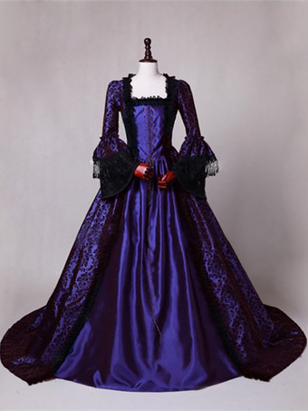 中世 ドレス 女性用 プリンセス 貴族ドレス バーガンディー 長袖 バロック風 パーティー レトロ ヨーロッパ 宮廷風 中世 ドレス・貴族ドレス