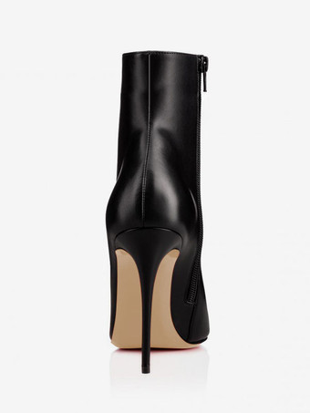 ブラック アンクル ブーツ レディース ポインテッドトゥ スティレットヒール ブーティ