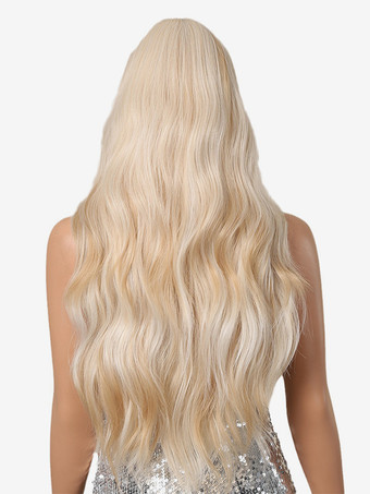 ストレートな前髪のウェーブロングカーリーヘアウィッグ、女性用合成デイリーウィッグ 2025