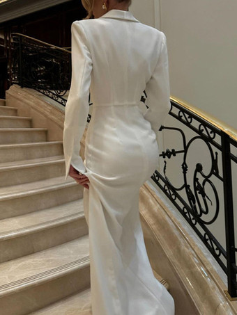 Robe blazer fendue à col à revers et manches longues pour femme élégante longue de soirée 2025