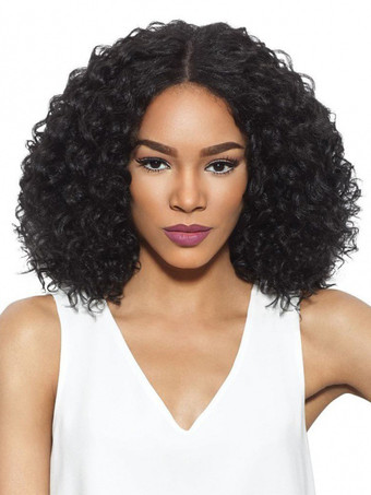 アフリカのショートカーリーヘアウィッグ、黒、真ん中分け、合成フルヘッドウィッグ、女性用 2025