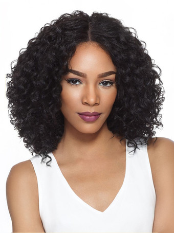 ブラック アフリカのショートカーリーヘアウィッグ、黒、真ん中分け、合成フルヘッドウィッグ、女性用 2025