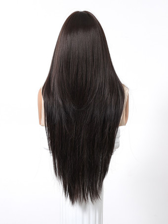 ロングストレートヘア、前髪付き、耐熱ファイバー合成ウィッグ、女性用 2025