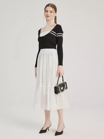 Kontrastfarbenes Strick-T-Shirt gefälschtes zweiteiliges Frühlingsoberteil für Damen 2025