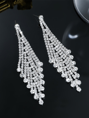 女性のための光沢のある菱形のラインストーンイヤリング 2025