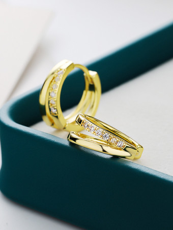 ゴールド ダブルスモールサークルジルコニアイヤリング女性用 2025