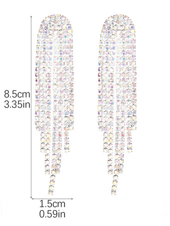 女性のための光沢のある長いタッセルラインストーンイヤリング 2025