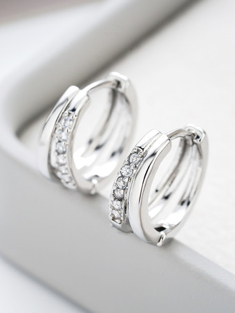 ダブルスモールサークルジルコニアイヤリング女性用 2025