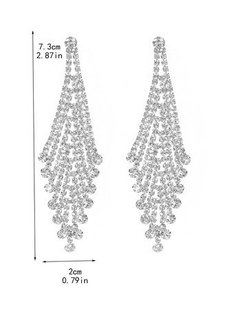 女性のための光沢のある菱形のラインストーンイヤリング 2025