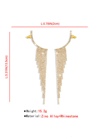 女性用タッセルラインストーンイヤリング 2025