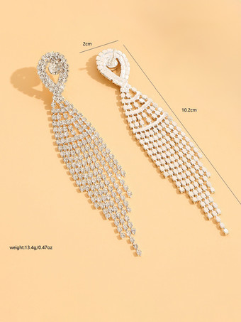 女性のための光沢のあるラインストーンタッセルイヤリング 2025