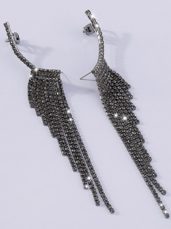 女性用タッセルラインストーンイヤリング 2025