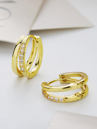 ダブルスモールサークルジルコニアイヤリング女性用 2025