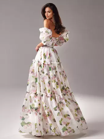 folklore prom dress Party Dress Floral Off The Shoulder Tiered A-Line Elegant Prom Maxi  Folklore Dresses