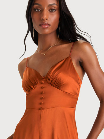 ブライズメイドドレス スパゲッティストラップ オープンバック ハイスリット Aライン プロム マキシドレス