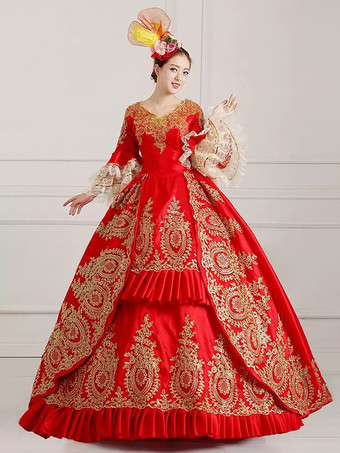 レッド 中世 ドレス 女性用 プリンセス 貴族ドレス グリーン 五分袖 ロイヤル マルディグラ レトロ ヨーロッパ 宮廷風 中世 ドレス・貴族ドレス バーガンディ