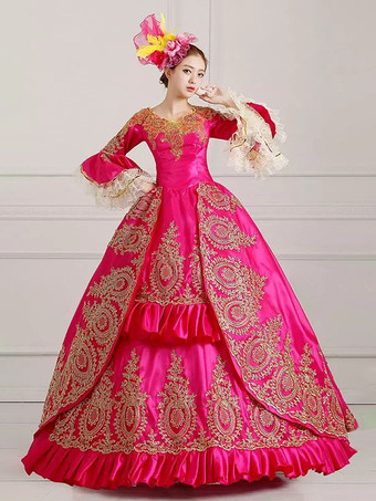 ローズレッド中世 ドレス 女性用 プリンセス 貴族ドレス グリーン 五分袖 ロイヤル マルディグラ レトロ ヨーロッパ 宮廷風 中世 ドレス・貴族ドレス バーガンディ