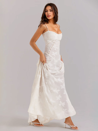 スパゲッティストラップ付きジャカードマキシドレス、レースバック、セクシーなシアーボディコンドレス、レディース 2025