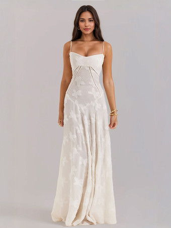 スパゲッティストラップ付きジャカードマキシドレス、レースバック、セクシーなシアーボディコンドレス、レディース 2025