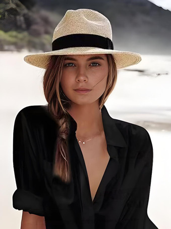 アプリコットパナマハット 夏用 シーサイド つば広 日焼け防止 ユニセックス サンハット 2025