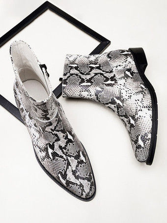 Herren Chelsea Boots aus Rindsleder schicke Python-Knöchelstiefel