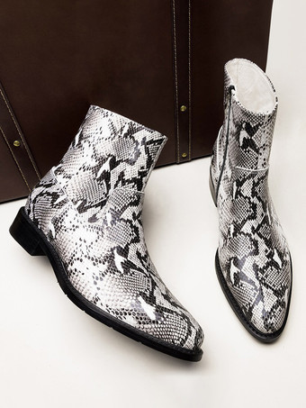 Herren Chelsea Boots aus Rindsleder schicke Python-Knöchelstiefel