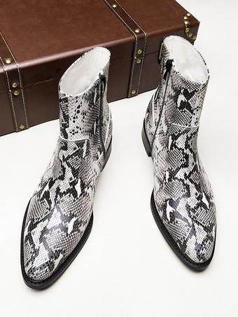 Herren Chelsea Boots aus Rindsleder schicke Python-Knöchelstiefel
