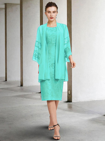 パステルブルー花嫁の母のためのパーティー ドレス ジュエル ネック ノースリーブ A ライン レース ウェディング ゲスト ドレス 自由なカスタマイズ