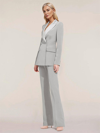 ライトグレー ブライダルマザードレス デザインネックライン 長袖 ツーピースボタン フロアレングス ゲストドレス 結婚式用