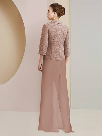 パーティードレス 花嫁の母用 ジュエルネック 7/4丈 袖 ツーピース レース 結婚式のゲストドレス