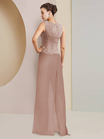 パーティードレス 花嫁の母用 ジュエルネック 7/4丈 袖 ツーピース レース 結婚式のゲストドレス