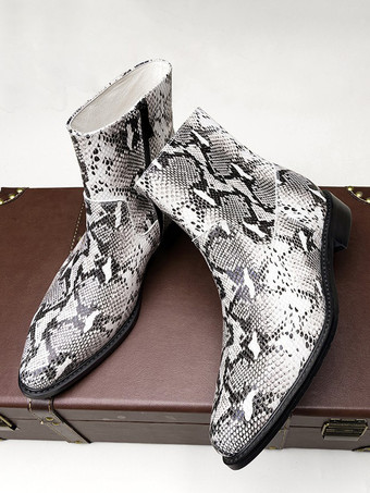 Herren Chelsea Boots aus Rindsleder schicke Python-Knöchelstiefel
