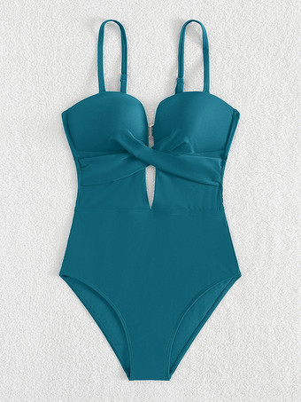 シアン2025年夏向けカットアウトクロスフロントワンピース水着