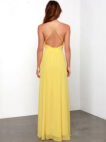 セクシーなドレス プランジ バックレス スパゲッティ ストラップ プロム マキシ ドレス
