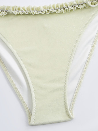 2025年夏向けの光沢のあるビキニとマキシスカートの3ピース水着セット