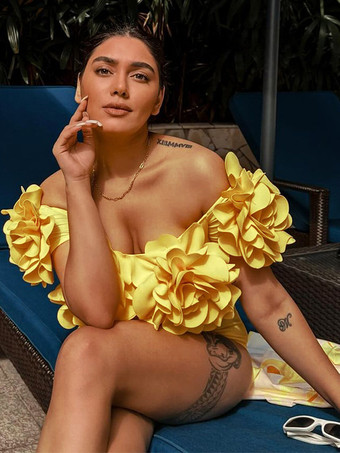 3Dフラワーバンドゥワンピース水着女性用2025