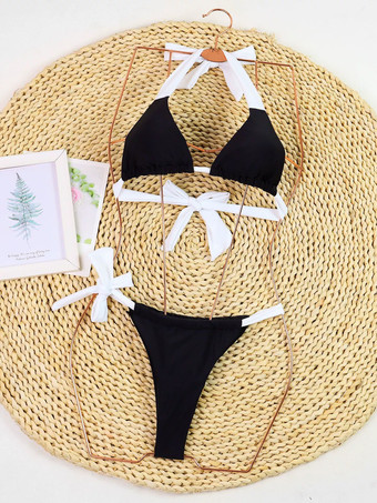 ビキニ ツートン ホルター トライアングル セクシー トング ビーチ 2点セット