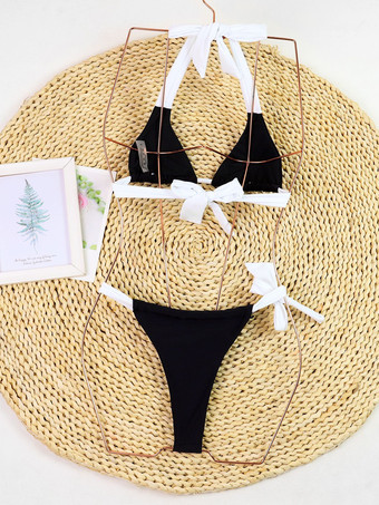 ビキニ ツートン ホルター トライアングル セクシー トング ビーチ 2点セット