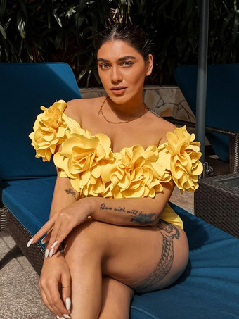 3Dフラワーバンドゥワンピース水着女性用2025