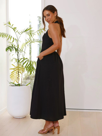 ホルター マキシ パーティードレス Aライン セミフォーマル サマードレス レディース 2025