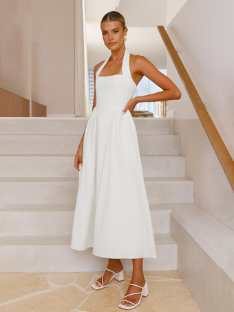 ホルター マキシ パーティードレス Aライン セミフォーマル サマードレス レディース 2025