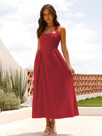 ホルター マキシ パーティードレス Aライン セミフォーマル サマードレス レディース 2025