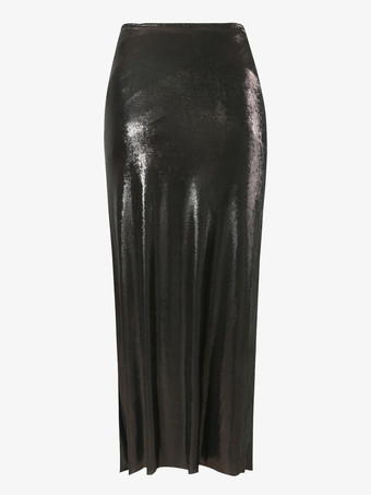 光沢のあるカラーブロックモノキニとミディビーチスカート、パール付き 3 ピース水着セット 2025