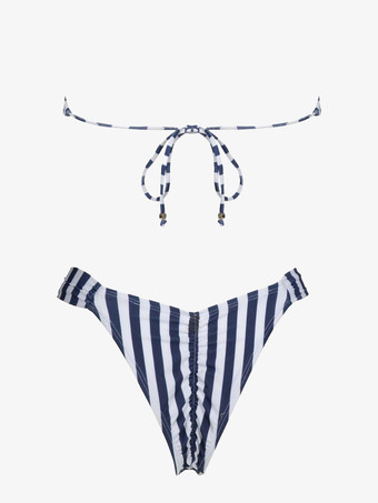 2025年夏向けストライププリントストラップレスビキニ