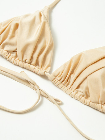 2025年夏向け、無地のセクシーなプリーツビキニ