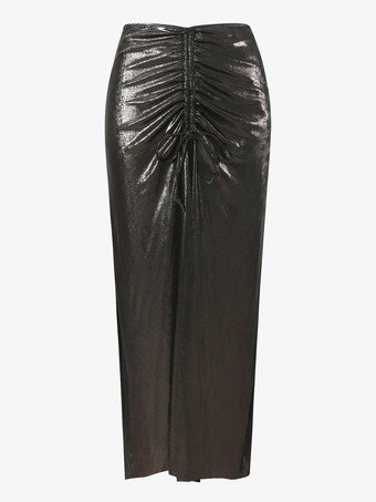 光沢のあるカラーブロックモノキニとミディビーチスカート、パール付き 3 ピース水着セット 2025