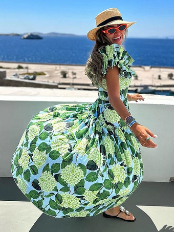 花柄プリントオフショルダーフリルワンピース水着とロングスカートセット 2025