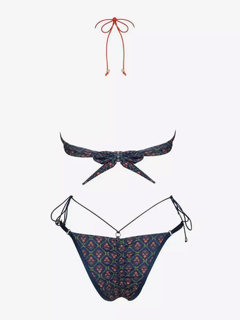 2025年夏向け花柄プリントのセクシーなホルタービキニ