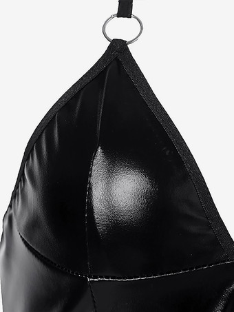 ブラックポールダンスコスチュームPUレザーセクシーコスチュームレディースナイトクラブウェア