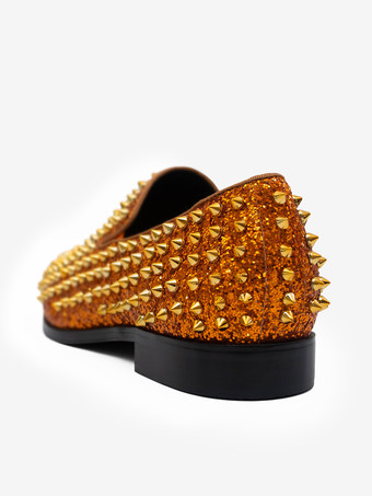 新学期向けリベットローファーシューズ メンズ ペニーローファー スパンコール グリッター リベット スパイク スリッポン プロム パーティー ウェディングシューズ